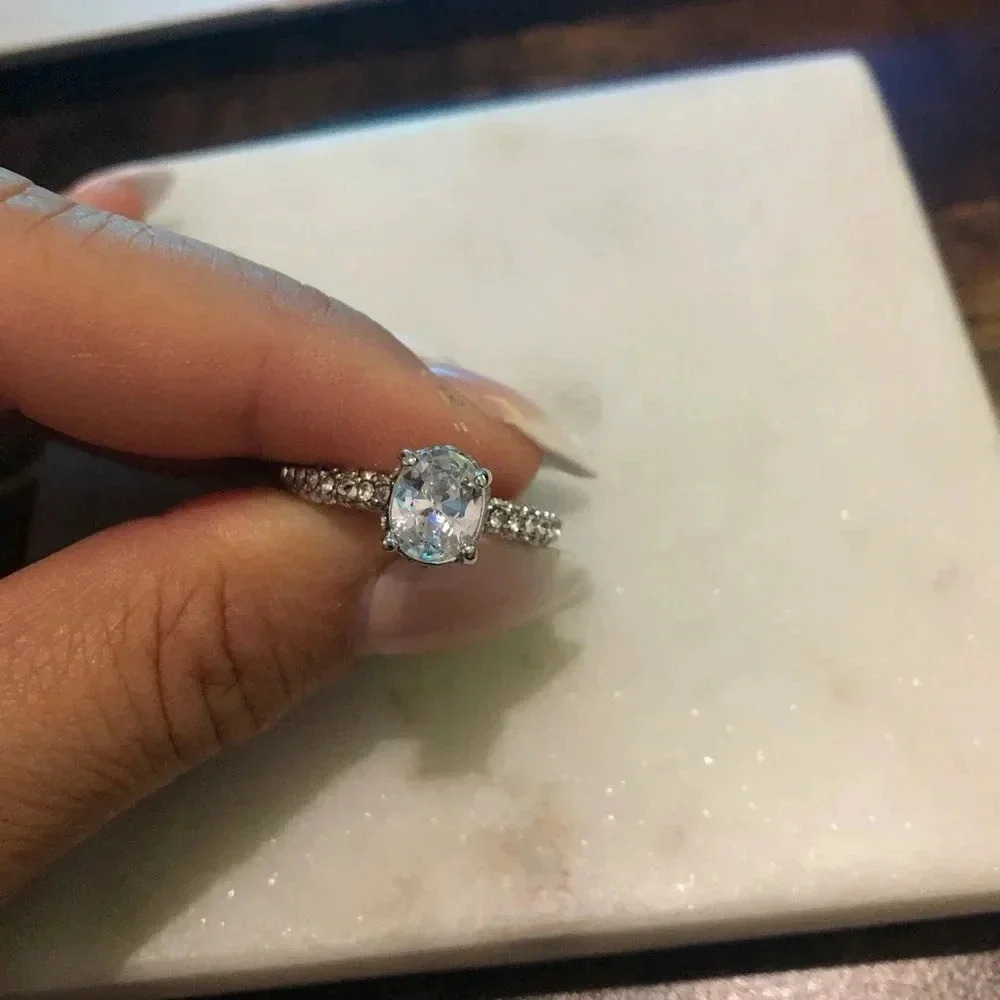 Cubic zirconia & silver plated ring - Picture 6 of 6